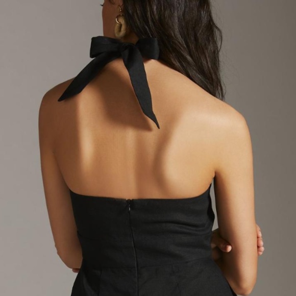 NWT Linen RUMER Freya Wide Leg Halter Jumpsuit in Black XS - Picture 5 of 9